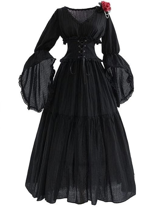 NSPSTT Victorian Dress Renaissance Costume Women Gothic Witch Dress Medieval Wedding Dress