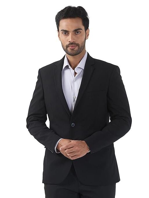 Raymond Men Slim Fit Solid Pattern Poly Viscose Blend Notch Lapel Full Sleeve Formal Jacket