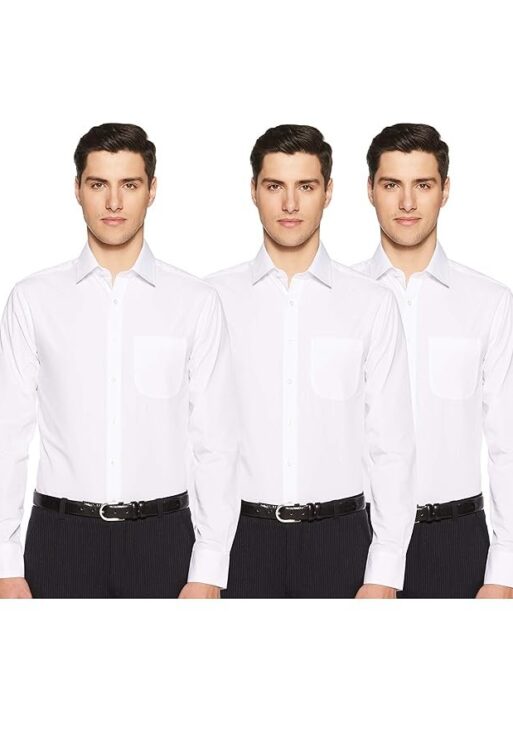 Marks & Spencer Mens Solid Polyester Blend Collared Neck Slim Fit Easy Iron Shirt
