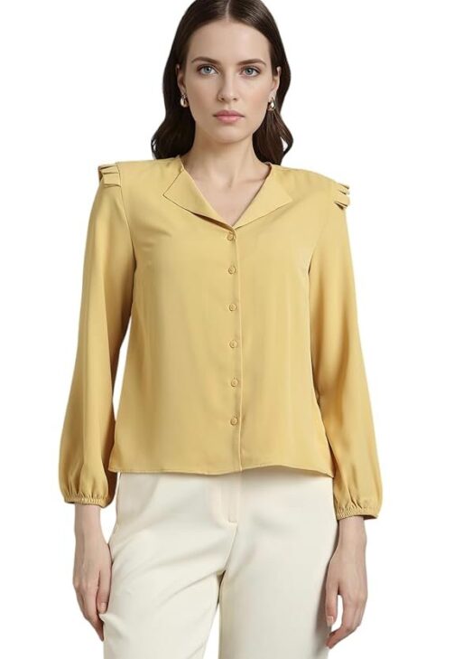 Van Heusen Women Polyester Regular Fit Solid Full Sleeve Casual Shirt
