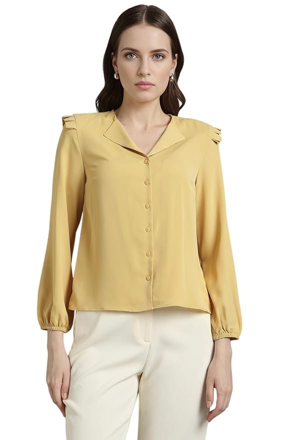 Van Heusen Women Polyester Regular Fit Solid Full Sleeve Casual Shirt