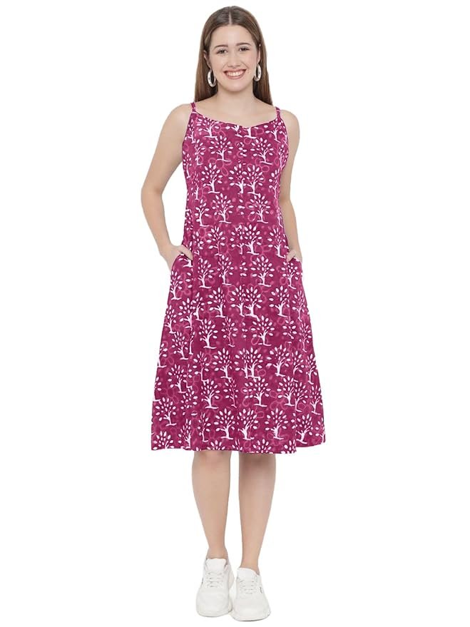Indietoga Women's Hand Block Printed Sustainable Pure Cotton Dress (Small to Plus Sizes 7XL)