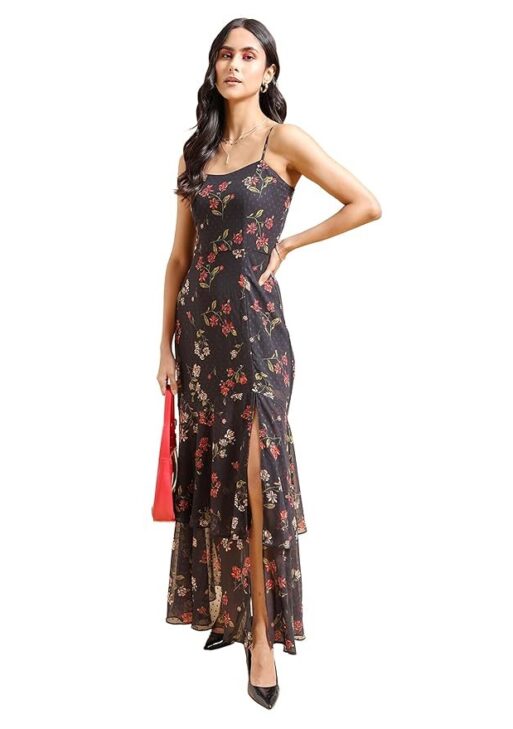 Tokyo Talkies Women's Sleeveless Shoulder Straps Printed Dresses | Stylish| Casual
