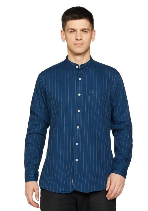 Allen Solly Men's Regular Fit Mandarin Collar Casual Shirt