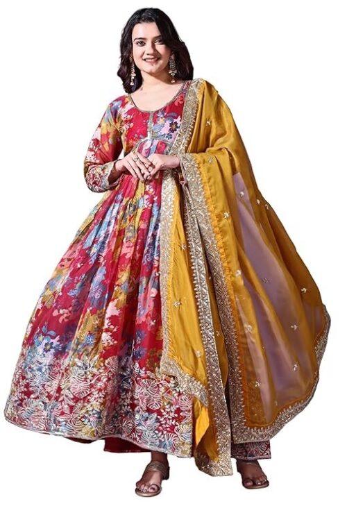 Fashion Basket Russian Silk Printed Dress for Women