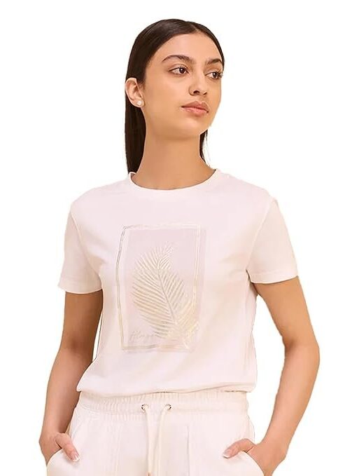 Alonge Women's Regular Fit Foil Graphic Tee