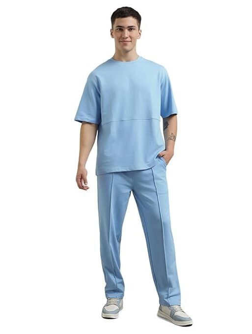 NOBERO Cotton Blend Oversized Casual Round Neck Co-Ord Set For Men Casual Sleepwear & Loungewear Set & Night Suits Set For Men