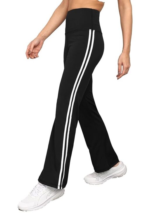 Rock Paper Scissors Premium Flare Gym Pants High Waist Stretchable Flared Leggings with Side Stripes Gym wear/Active Wear Tights Yoga Pants Zumba/Dance Womens Workout Tights Gym Tight