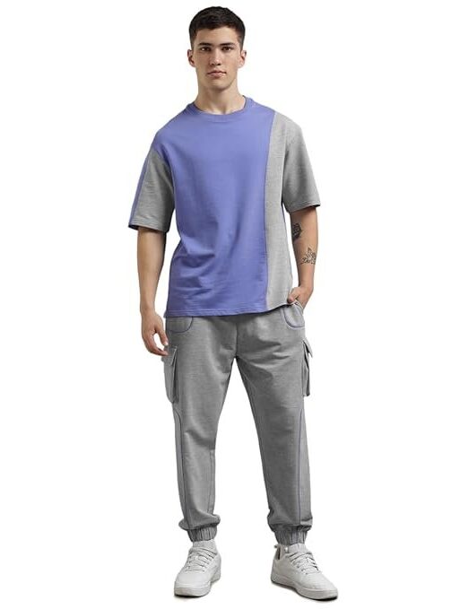 NOBERO Cotton Blend Oversized Casual Round Neck Co-Ord Set For Men Casual Sleepwear & Loungewear Set & Night Suits Set For Men