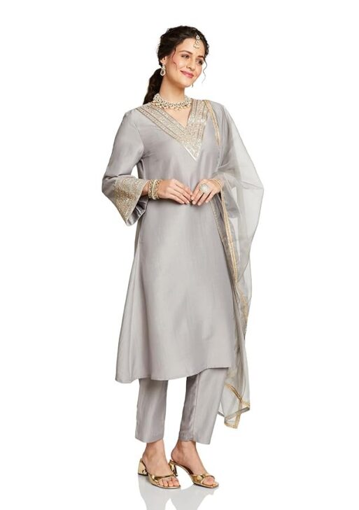 Myx Women's Embroidered Pakistani Suit Set with Organza Dupatta | Available in Plus Sizes