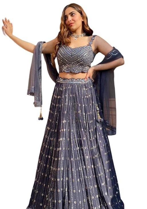 Zeel Clothing Women's Georgette Lehenga Choli Semi Stitched