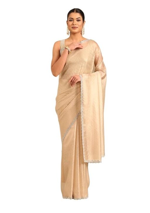 MOHEY Women's Organza Embroidery|Stone Embellished Saree