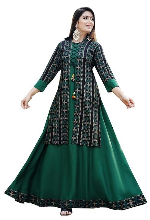 DSS FASHION Women Printed Cotton Rayon Blend Anarkali Kurta
