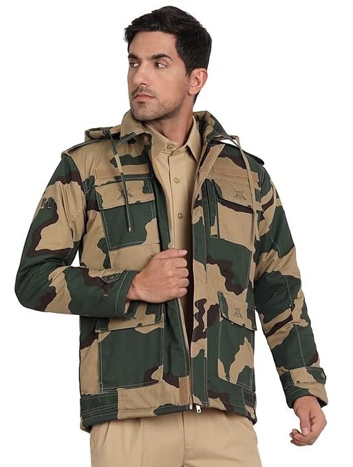 uniformer Camouflage Full Sleeves BSF Jacket with Hood for Men | Tactical Military Jacket | Army Jacket | Durable, Stylish & Comfortable | Outdoor & Duty Wear | Law Enforcement