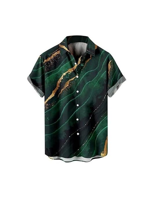 Ubervia Shirts - Tropical Shirt Summer Man Shirt Short Sleeve Printed Casual Loose Breathable Button Shirts Top Blouse Clothes