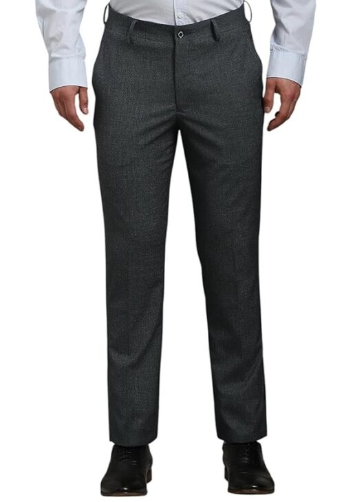 Louis Philippe Men's Slim Fit Mid Rise Strechable Fabric Easy to Iron Textured Formal Trouser