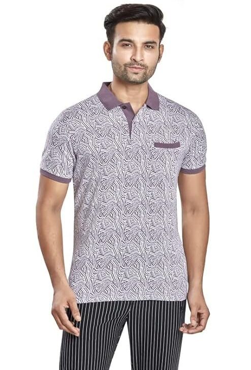 Celsius Men's Regular Poly Cotton Jacquard Polo T-Shirt
