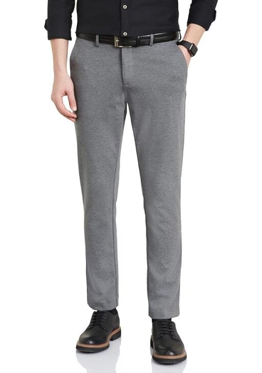 Symbol Premium Men's Slim Fit Stretch Knit Pants - Smart Casual | Flexi Waist