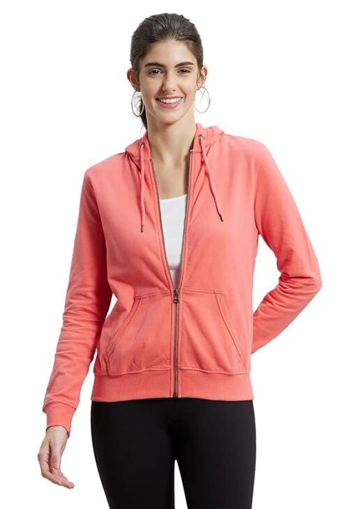 Jockey AW30 Women's Super Combed Cotton French Terry Fabric Hoodie Jacket with Side Pockets