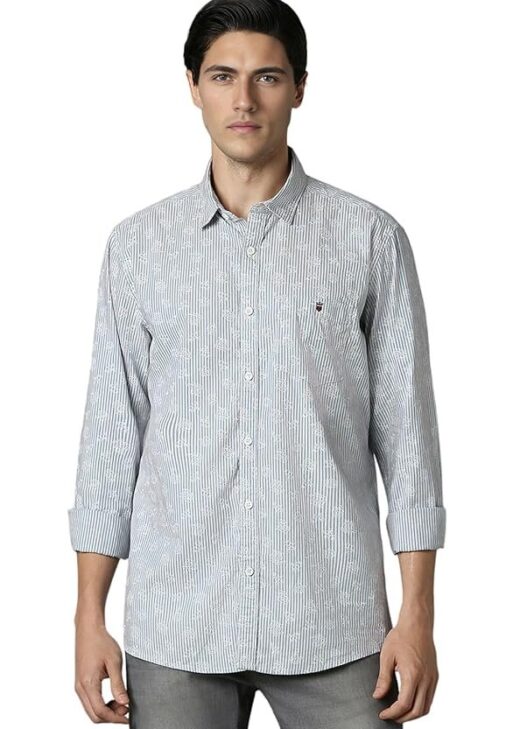 Louis Philippe Men's Cotton Printed Slim Fit Shirt
