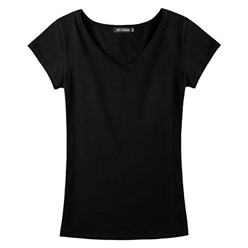 3nh 1Pc Women's Tees Tshirt Tops Short-Sleeve Summer-Style Casual Femininas Roupas Size: 5XL; Material: Cotton Black