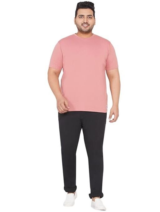 JOHN PRIDE Plus Size Men's Stretchable Mid-Rise Comfort Fit Clean Look Black Cotton Jeans for Men