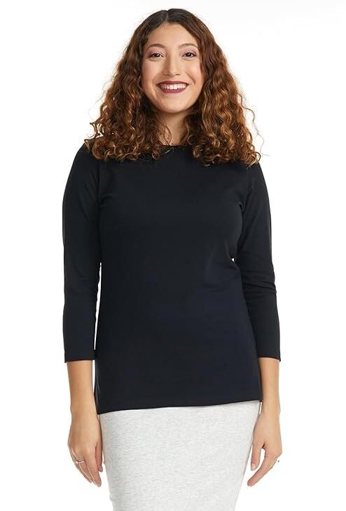 ESTEEZ 3/4 Sleeve Cotton T-Shirt for Women Base Layering Top Snug Fit Under Scrubs