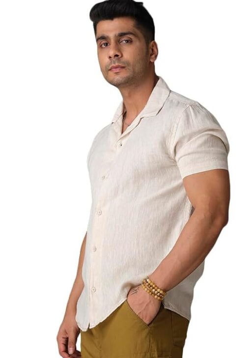 Linen Cotton Half Sleeve Slim Fit Shirt: Unleash Your Style with Effortless Sophistication |Linen Cotton |Slim Fit|55% Linen 45% Cotton|Half Sleeve