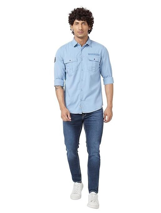 Spykar Mid Rise Slim Fit Blue Jeans for Men