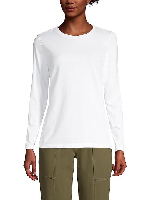 Lands' End Women's Relaxed Supima Cotton Long Sleeve Crewneck T-Shirt