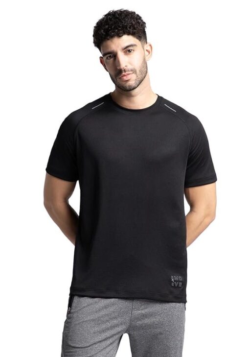Jockey MV16 Men's Lightweight Regular Fit Microfiber Polyester Solid Round Neck Half Sleeve Active Wear T-Shirt with Breathable Mesh