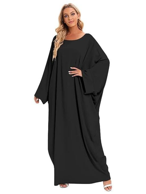 IKADEX Muslim Dress for Women Pakistani Kaftan Abaya Robe + Hijab Arabic Islamic Prayer Clothes Dubai Outfits