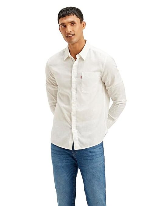Levi's Men's Linen Solid Slim Fit Shirt