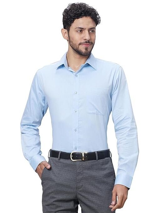 Raymond Slim Fit Pure Cotton Structure Pattern Semi Cut Away Collar Formal Shirt