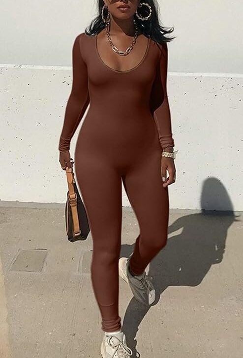 Mulisky Women's Sexy Long Sleeve Bodycon Jumpsuit Rompers One Piece Outfits