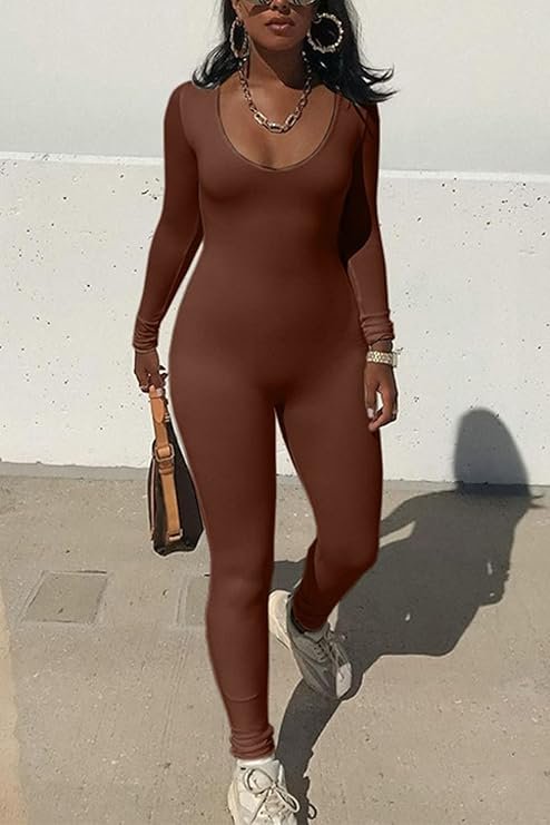 Mulisky Women's Sexy Long Sleeve Bodycon Jumpsuit Rompers One Piece Outfits