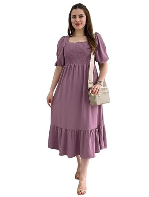 Sheetal Associates Women Casual Regular Sleeves Crepe Solid Fit and Flare Dress - Pack of 1