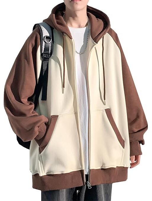 Fasshonrida Men's Zip Hoodie, Autumn Clothing, Full Zip, Raglan Parka, Large Sizes, Overwear, Cool, Zip-up Hoodie, Sweatshirt, ZIP Light Outwear, Stylish, Clothes, Color Scheme, Autumn, Winter, Spring