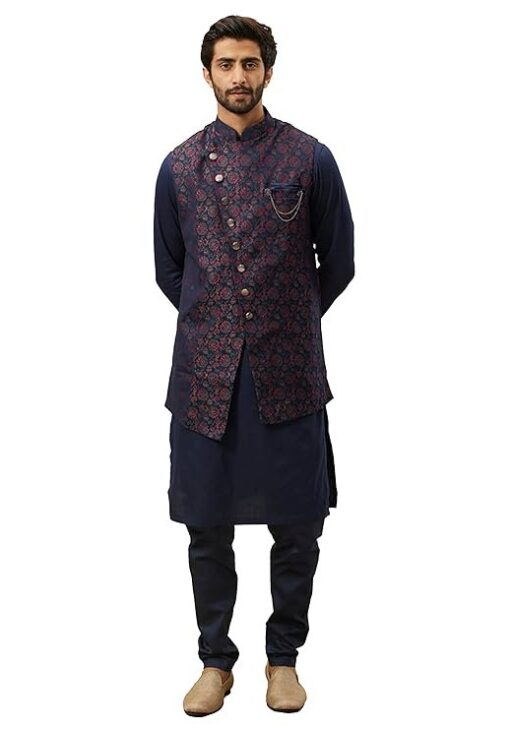 Manyavar Self Design Kurta Jacket Set for Men