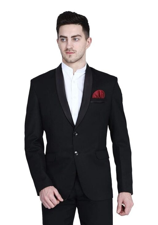 TAHVO Black Tuxedo Blazer with Hanky for Men