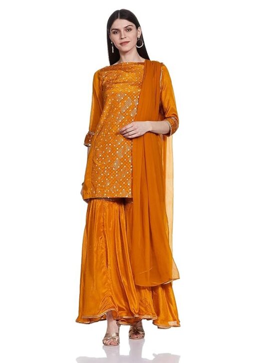 BIBA Women Art Silk Kurta Garara Suit Set