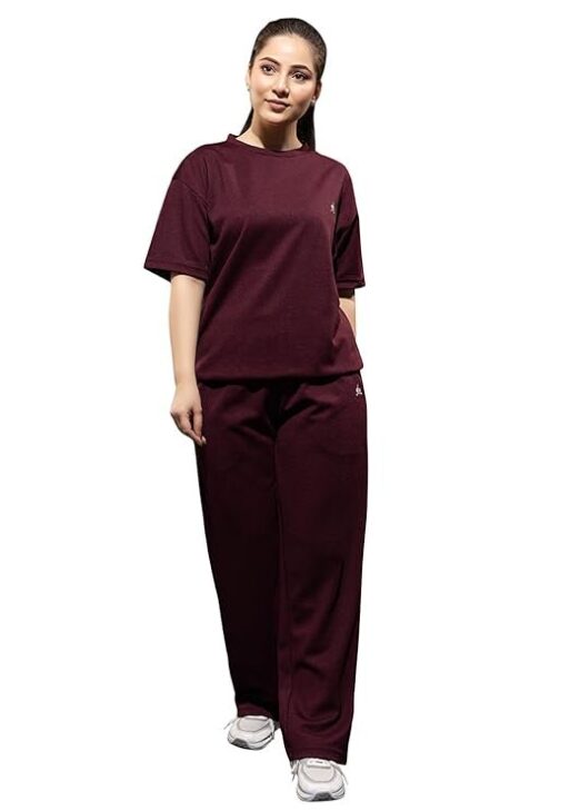 YHA Womens Casual Round Neck Tracksuit Summer Half Sleeve T-shirt Trackpant Co-ord Set