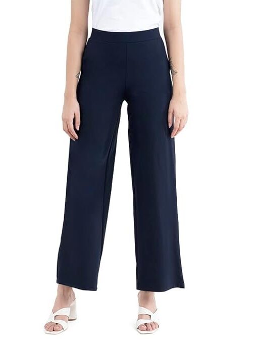 FableStreet Women's Livin Air Wide Leg Navy Blue Pants