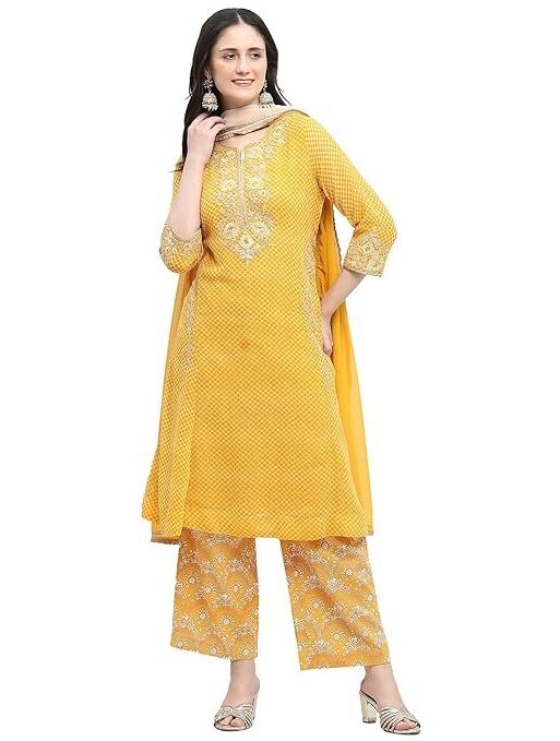 BIBA Women Polyester Printed Kalidar Suit Set
