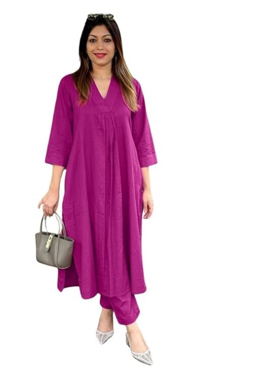 ZAYRACRAFTS Embroidered Cotton Co-Ord Set for Women's and Girls Casual Wear