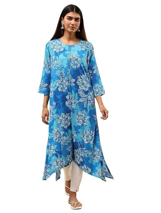 BIBA Women Rayon Viscose Straight Printed Kurta