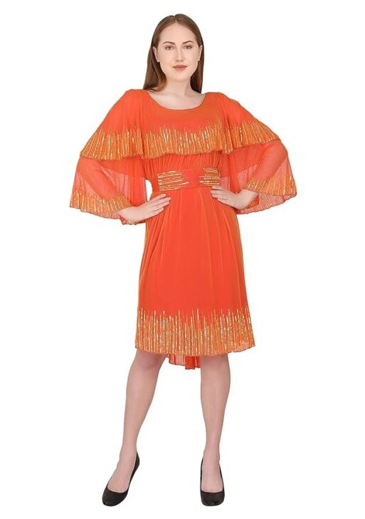 A C C Women Western Party Sequin Beaded Short Dress