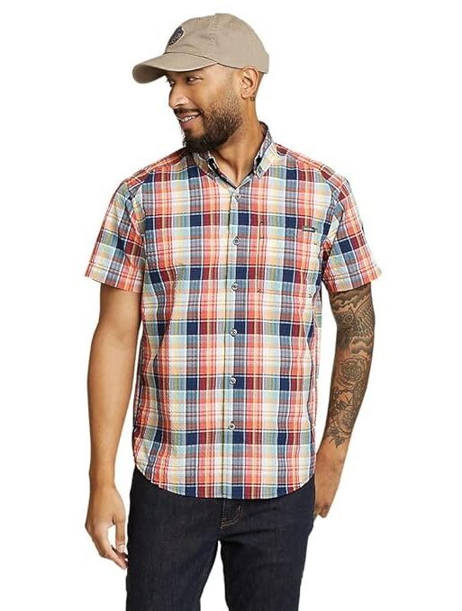 Eddie Bauer Men's Pack It Seersucker Short-Sleeve Shirt