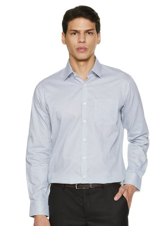 Van Heusen Men's Slim Fit Premium Business Formals 100% Cotton Print Shirt